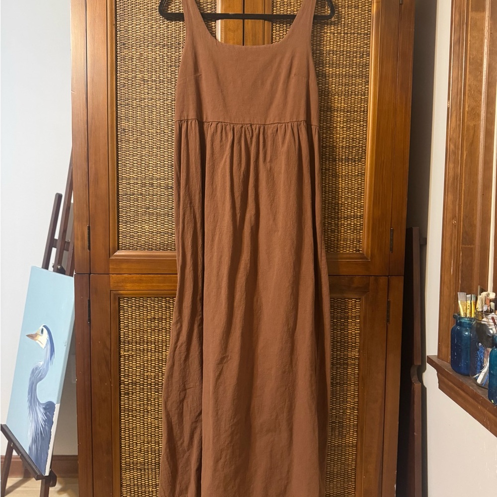 SHEIN Brown Maxi Dress Sleeveless Square Neck